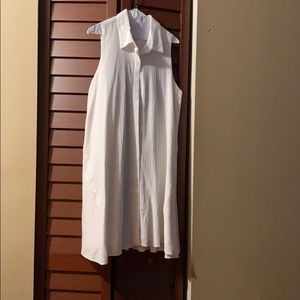 Shirt dress, sleeveless w pockets